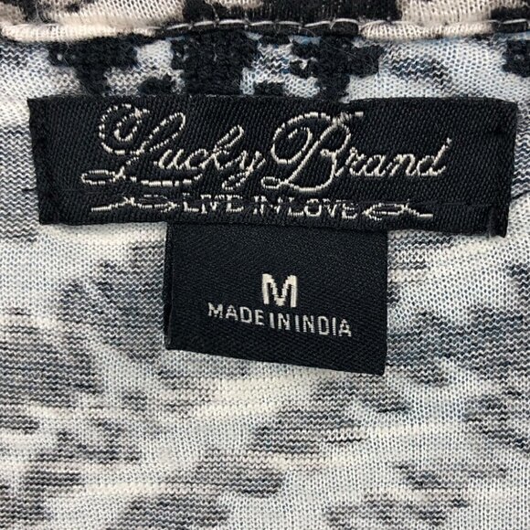 Lucky Brand Women’s Medium Boho Tribal Diamond Pattern V-Neck Blouse - Picture 9 of 9